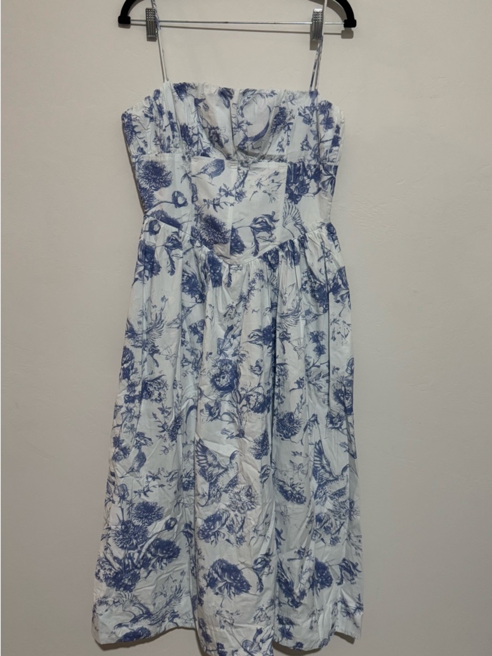 Altar'd State White and Blue Floral Midi Dress